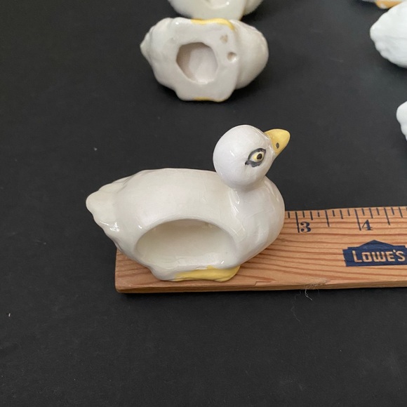 Vintage Ceramic White Duck Goose Napkin Rings Set of 8 Bird Cabin Rustic - Picture 6 of 10